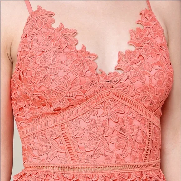 Bebe coral lace dress NWT- “Valentina Blossom” - Picture 10 of 10